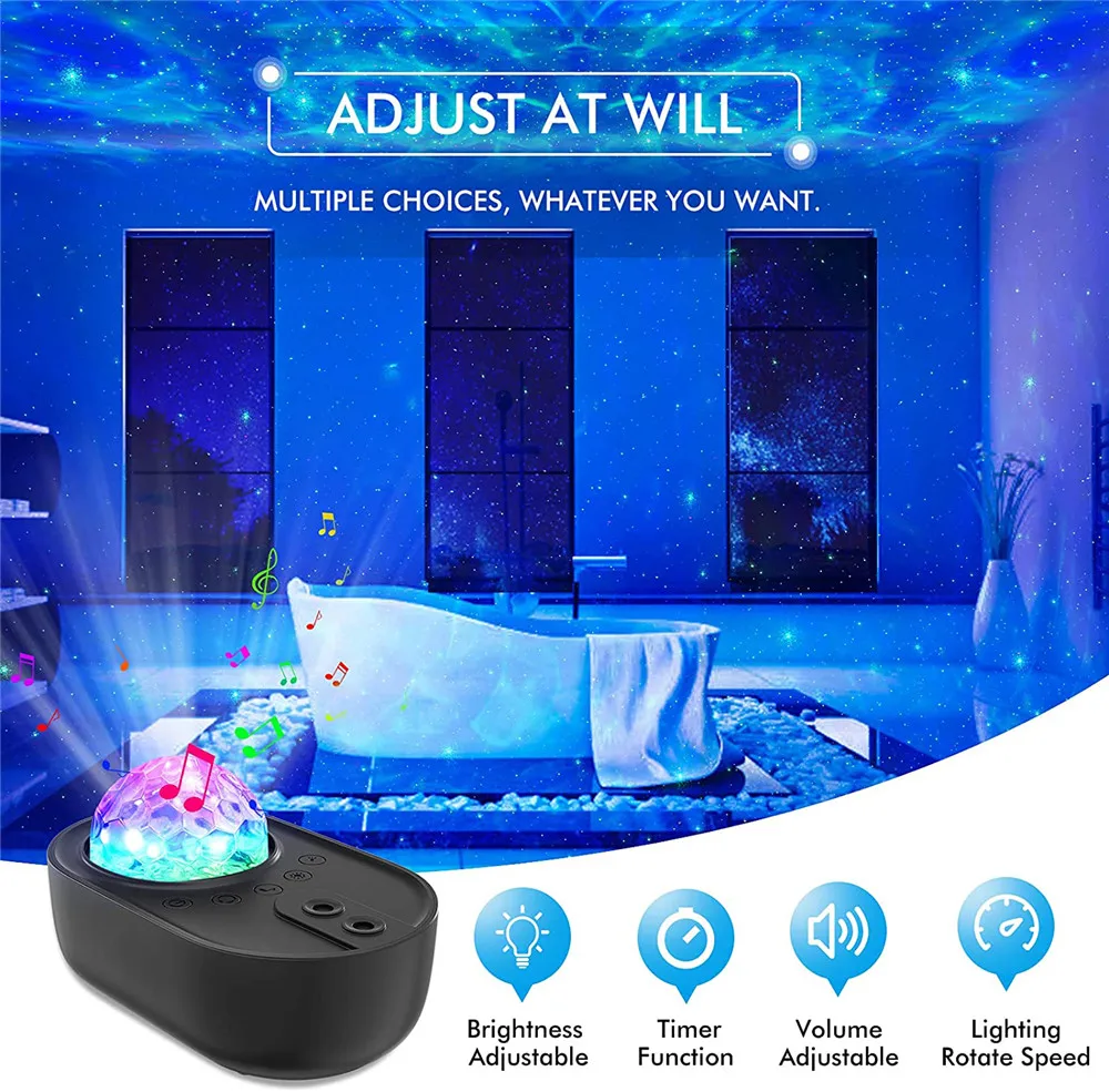 Bluetooth Star Projector Galaxy Projector Starry Night Light telecomando Ocean Wave Light Projector per Party Home Bedroom