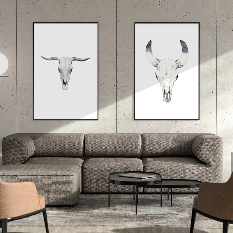 Scandinavian Poster Deer Sheep Head Nordic Style Wall Art Canvas Print Painting Decoration Picture for Living Room Home Decor