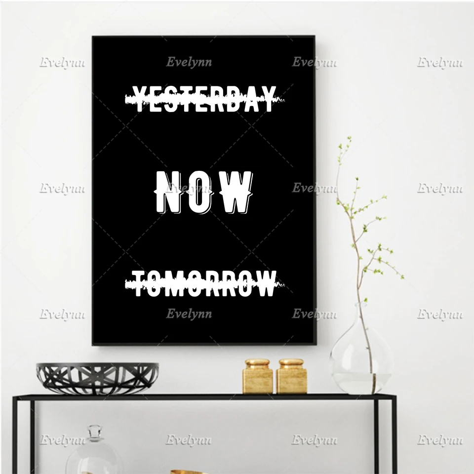 

Wall Art Canvas Painting NOW! Inspirational Quotes Poster Print Modular Motivational Pictures Living Office Decor Floating Frame