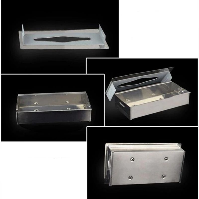 Stainless Steel Tissue Box Square Stack Paper Hand Tray Dark Into Wall Toilet Tray