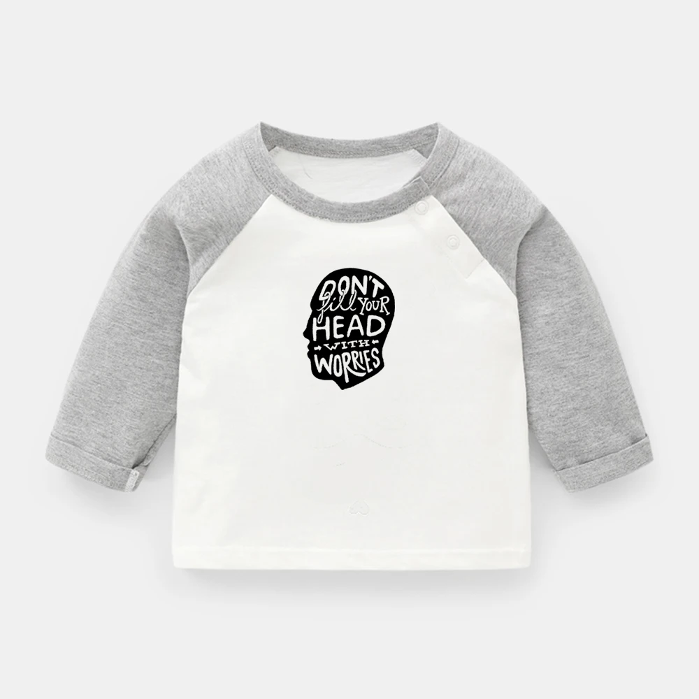 

Don't Fill You Head With Worries Forest of Imagination Design Newborn Baby T-shirts Toddler Raglan Color Long Sleeve Tee Tops