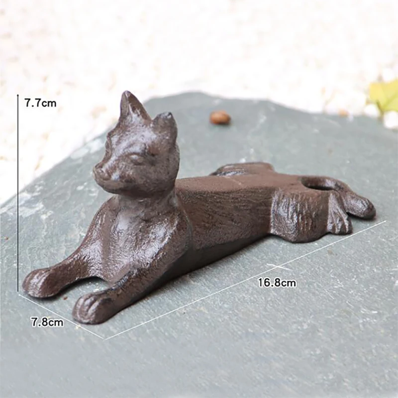 Dark Brown Cast Iron Dog Figurines Door Stop European Fam House Accents Handmade Home Garden Decor Rustic Metal Animal Statues