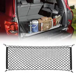 Car Trunk Cargo Net Auto Rear Tailgate Storage Organizer Nylon Elastic With Hooks Mesh Pocket Stuff Holder