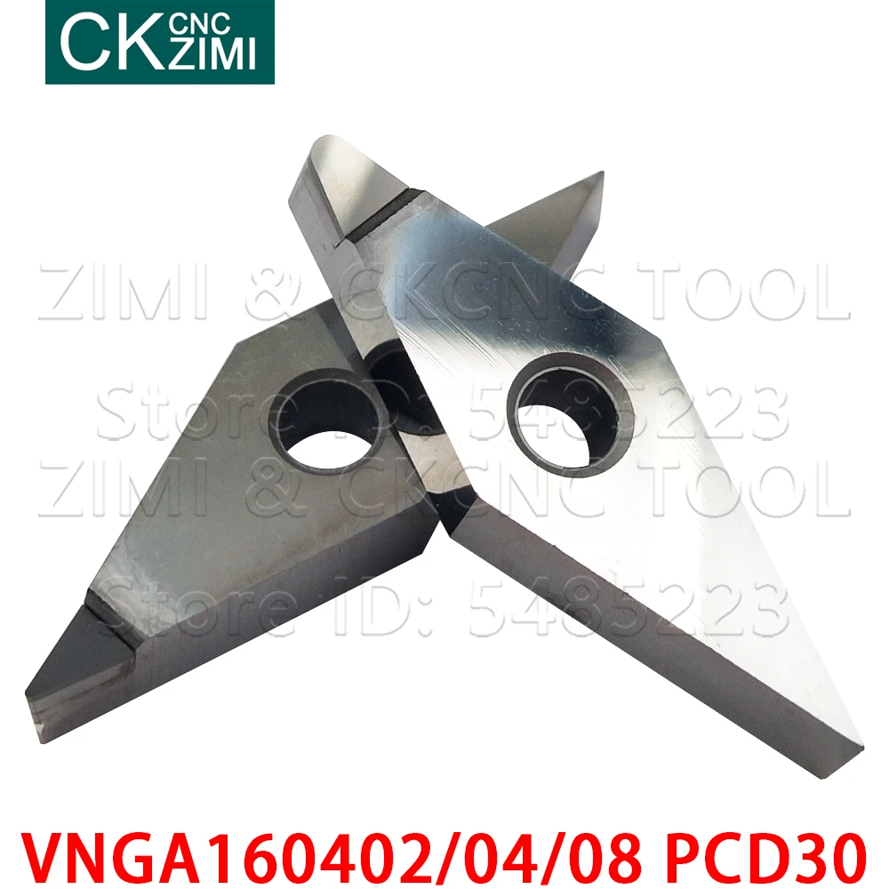 VNMG VNGA VNGA160402 PCD VNGA160404 PCD VNGA160408 PCD lắp Kim Cương biến Lưỡi Dao TIỆN CNC công cụ chèn cho Đồng nhôm
