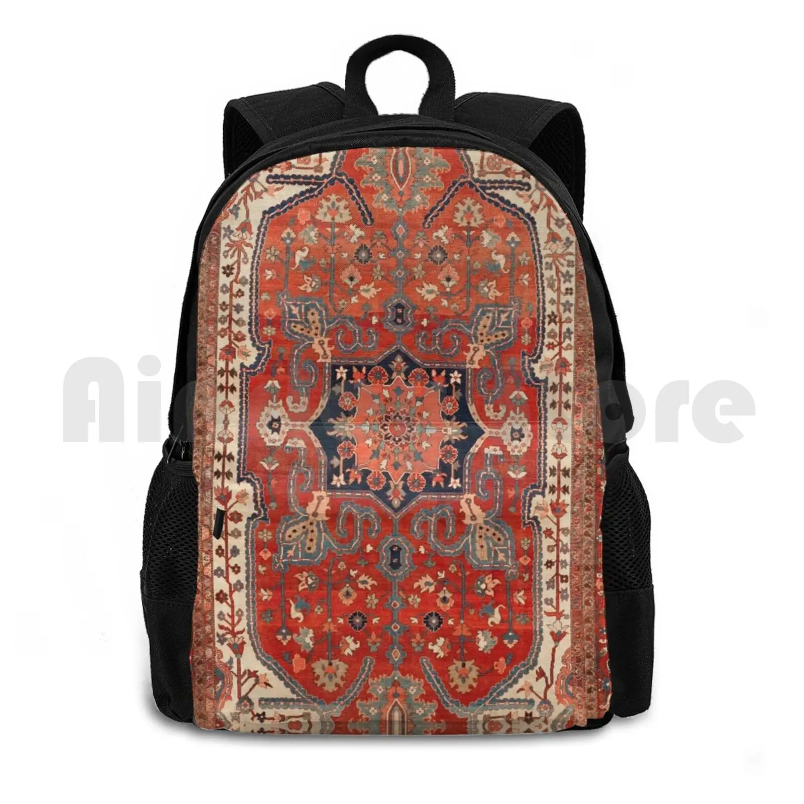 

Heriz Persian Carpet Print Outdoor Hiking Backpack Riding Climbing Sports Bag Persian Rug Carpet Heriz 19th Century Northwest