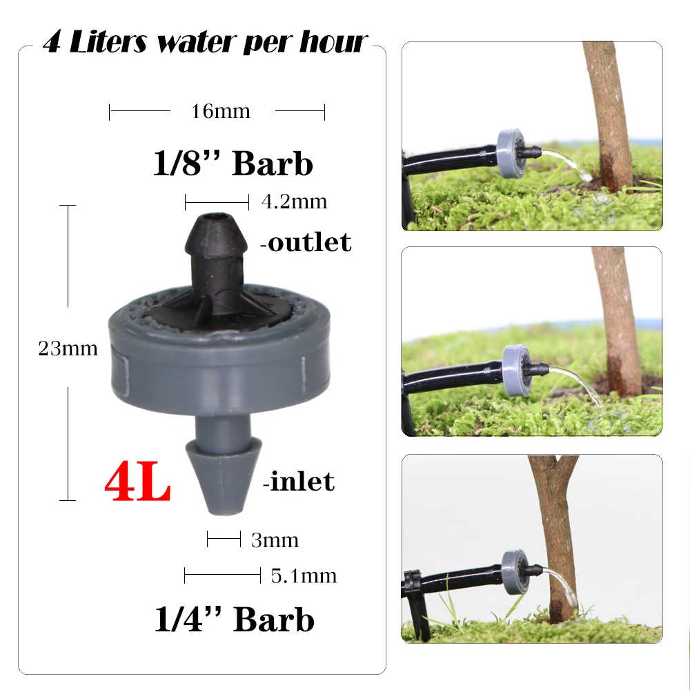 MUCIAKIE 200PCS 2L 4L 8L Pressure Compensate Emitter Garden Drip Compensation Regulator Irrigation Steady Flow Drippers