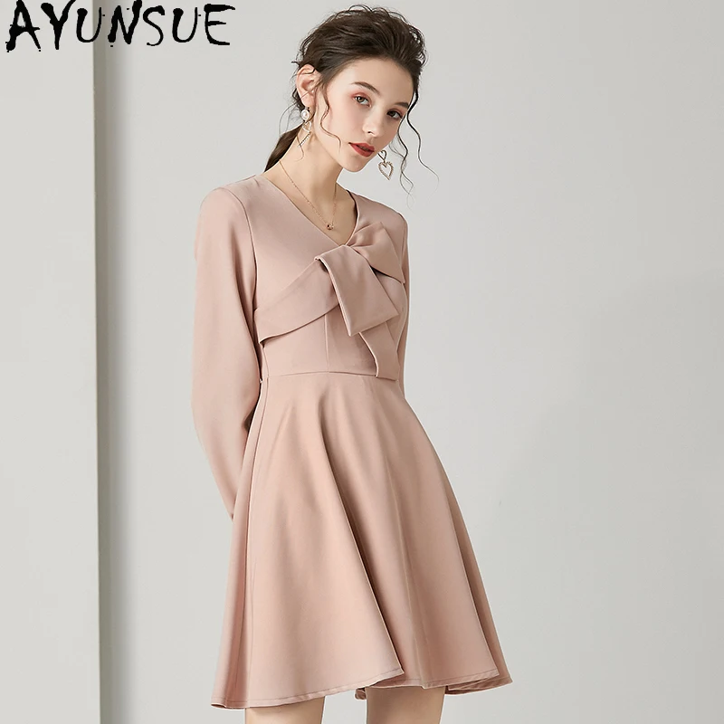 

AYUNSUE High Quality Sweet Dresses for Women Clothes Korean Mini Spring Dress 2021 Slim Retro Elegant Long Sleeve Dress Vestido