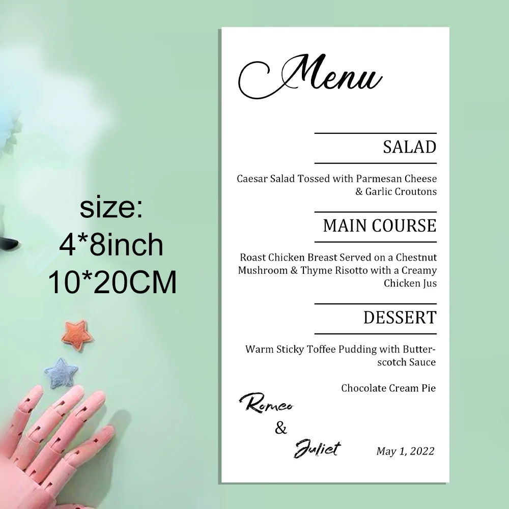 Minimalist Elegant Printed Menu, Wedding Dinner Menu, Table Menu, Party Reception, Simple, Romantic, Elegant, Calligraphy