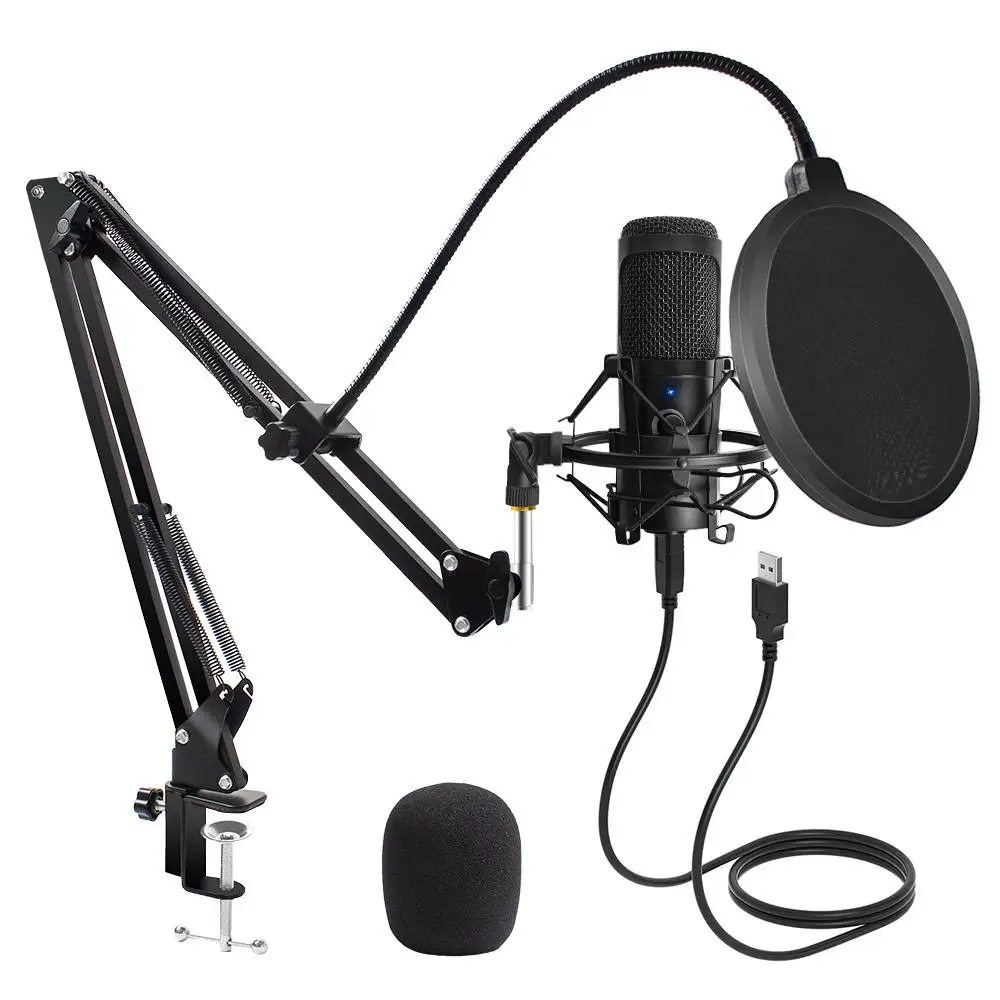 

USB Condenser Microphone Condenser K1 Recording Microphone With Stand And Ring Light, Suitable For PC karaoke Streaming Podcast