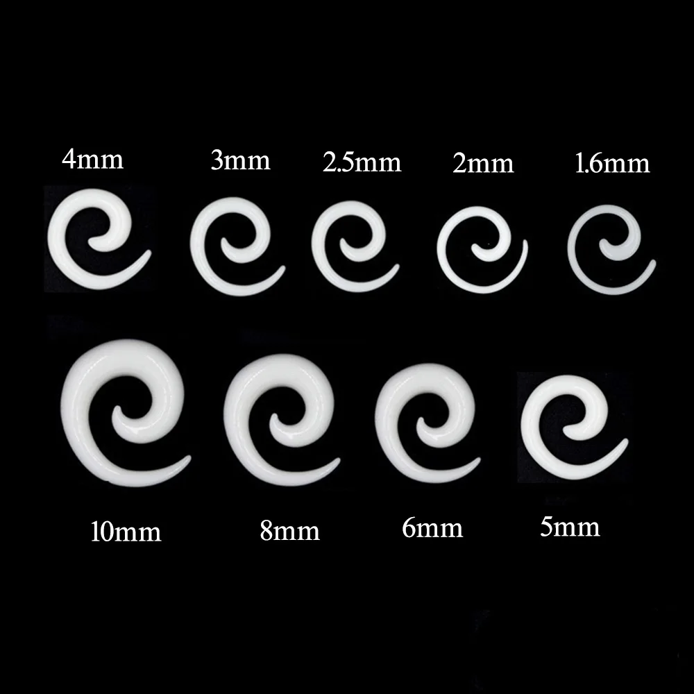 1 para czarny trójkąt akrylowa spirala rozciąganie uszu Taper Piercing okrągłe zatyczki do uszu biżuteria do ciała 1.6mm-10mm darmowa wysyłka — zdjęcie 6