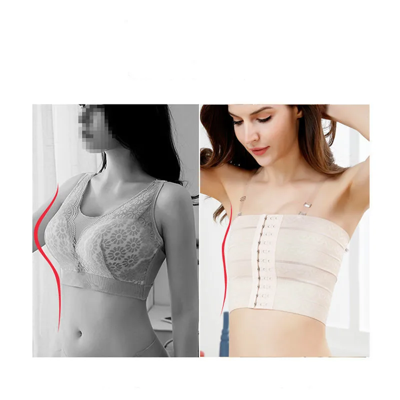 Ruoru Les Lesbian Breathable Buckle Short Chest Breast Binder Trans With Bra Straps Tops Breast Tomboy Bra Intimates Shaper