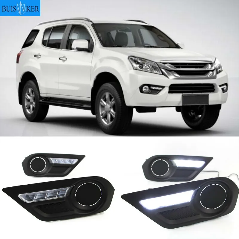 

2Pcs For ISUZU MU-X MU X 2015 2016 Daytime Running Lights fog lamp cover headlight 12V Daylight car-styling