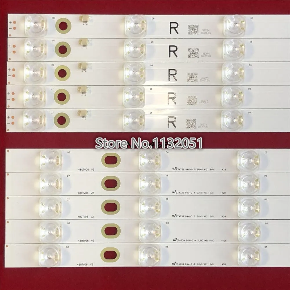 12pcs LED backlight strip for TX-48AS640B TX-48AX630B TX-48AX630E TX-48AXW634 TX-48AXR630 480TV05 480TV06 V2 R L