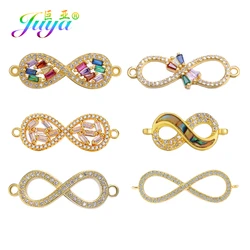 Juya DIY Pendant Jewelry Accessories Supplies Micro Pave Zircon Infinity Connector Charms For Handmade Necklace Bracelets Making