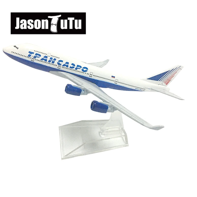 

JASON TUTU 16cm Transaero Boeing 747 Airplane Model Plane Model Aircraft Diecast Metal 1/400 Scale Planes Factory Drop shipping