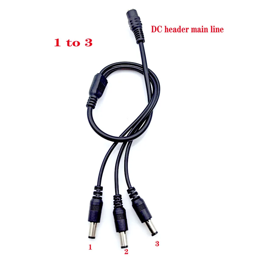 1 to 2/3/4/5/6/8 Way DC Power Splitter Cable 5.5* 2.1mm 5V 12V Power Adapter Connector Cord For LED Strip Lights CCTV Camera