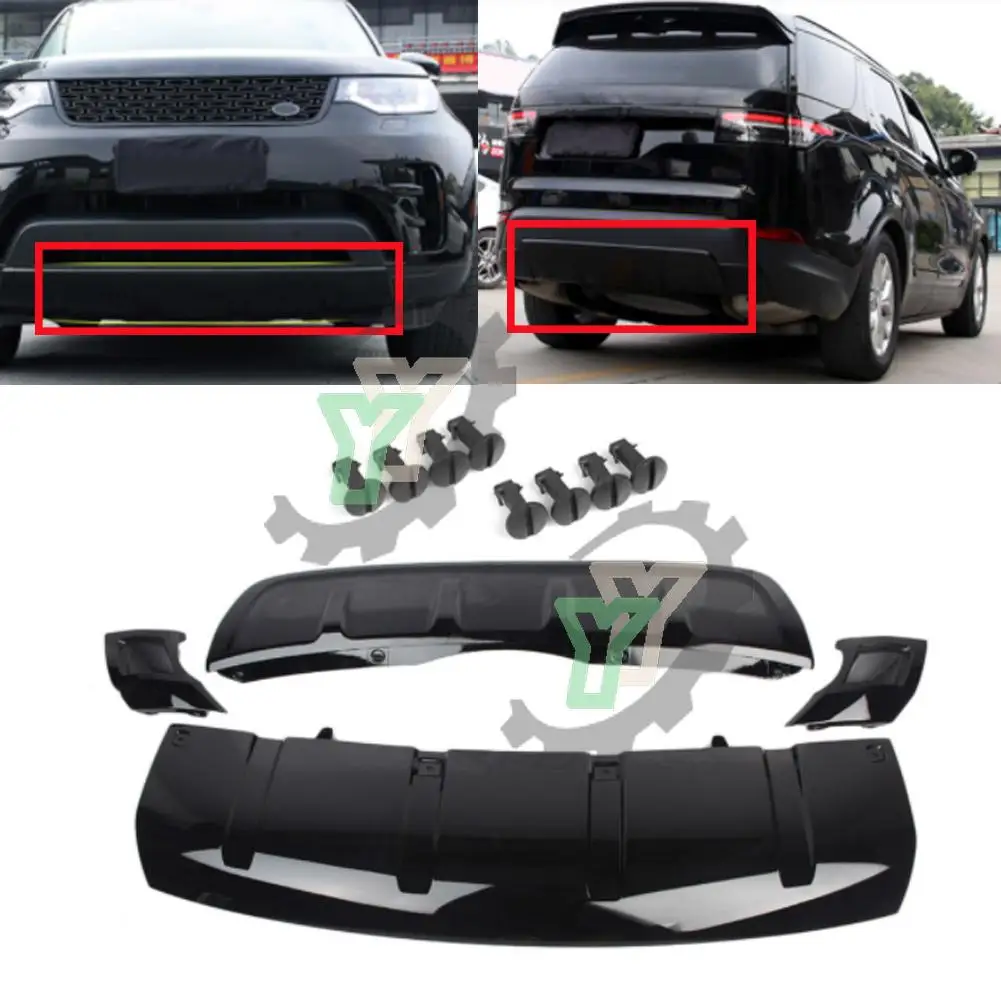 

For Land Rover Discovery 5 L462 2017 2018 2019 Gloss Black Car Front Rear Bumper Protector Guard Skid Plate Board Cover Trim Set