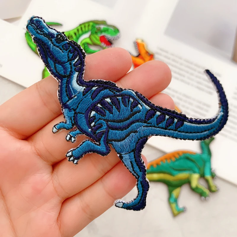 Embroidery Patches for Clothing Accessories, Cartoon Animal Dinosaur Badges, Iron on Patches, Wholesale