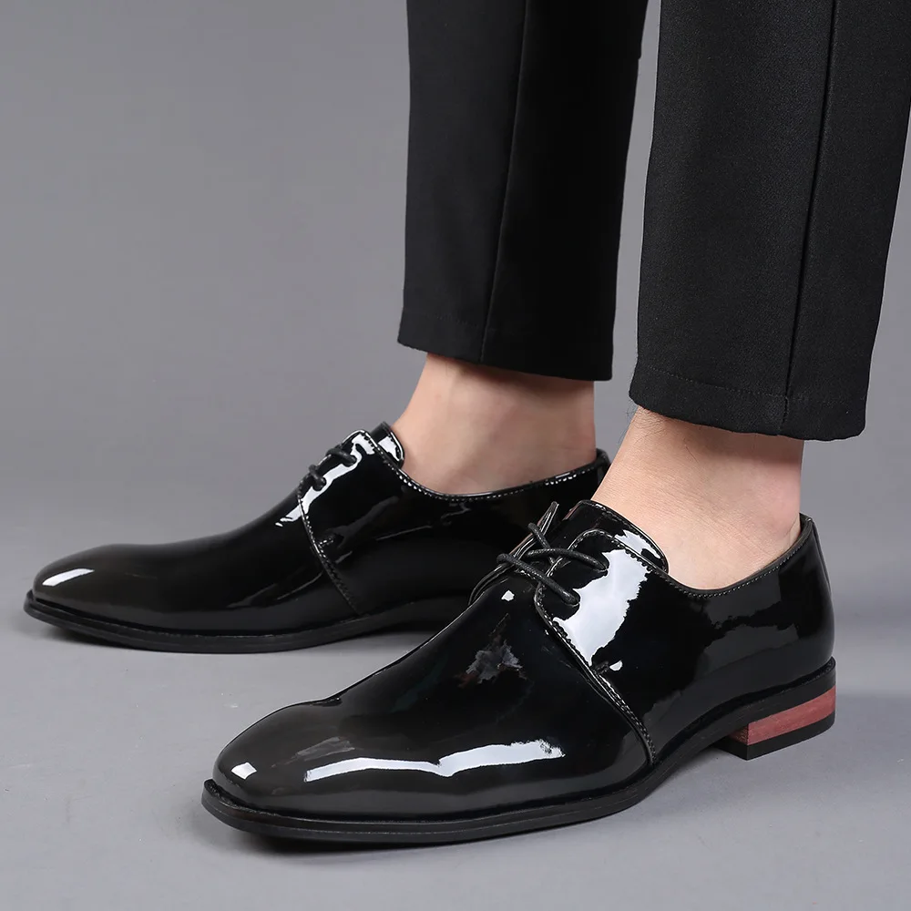 

Men male business man formal shiny PU leather lace up shoes mens dress driving men's zapatos de hombres personlizar zapatos