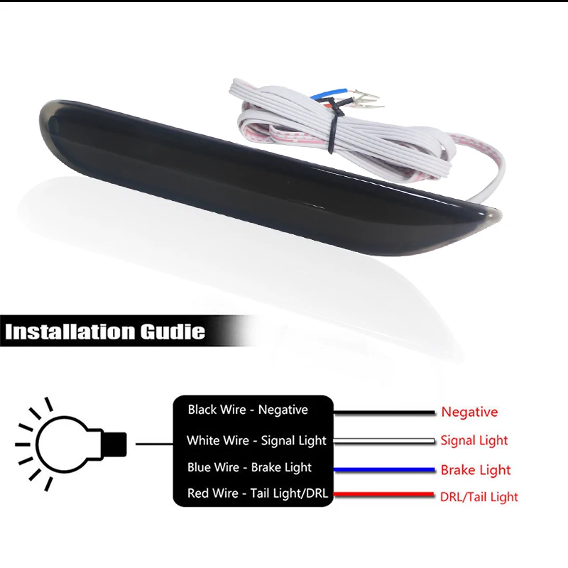 Smoked / Red Lens Red LED Rear Bumper Reflector Brake Tail, Fog Lights w/ Sequential Turn Signal For Infiniti Q50 QX56 Nissan