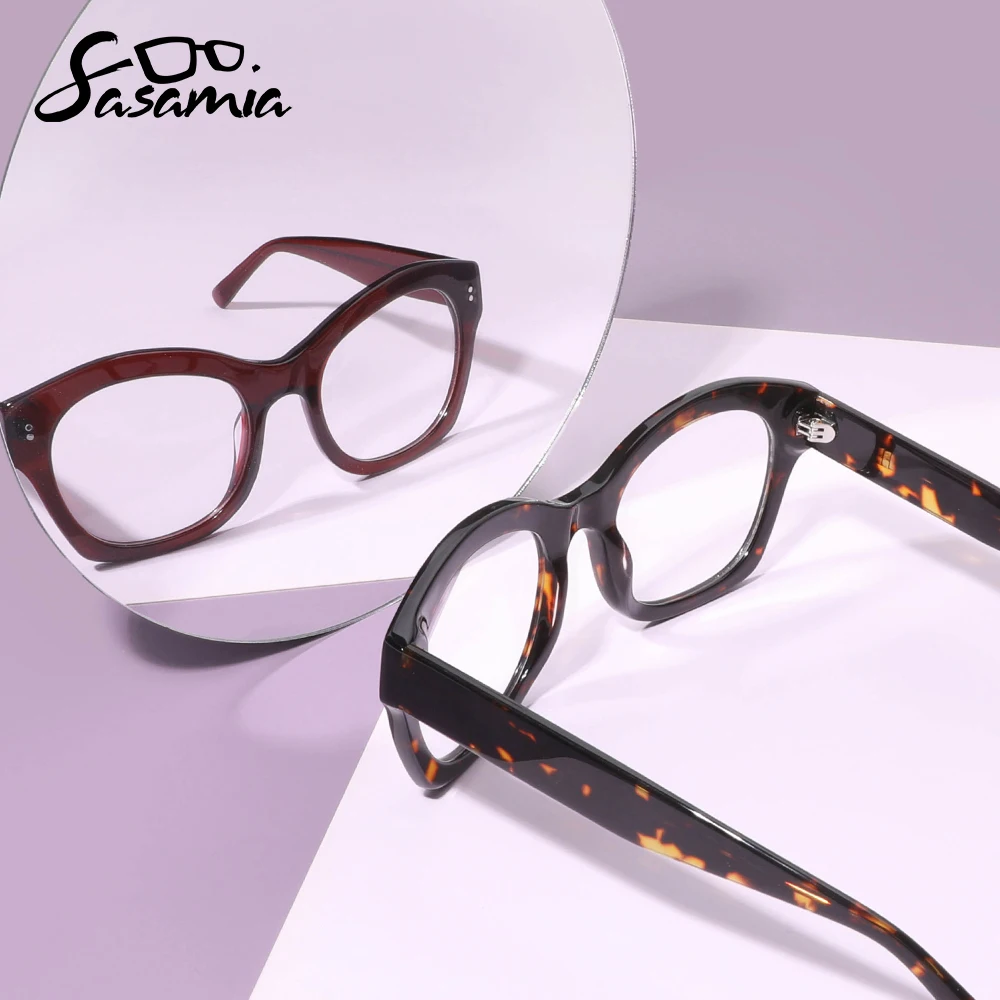 SASAMIA Male Eyeglasses Fashion Glasses Brand Design Rectangle Man Crystal Glasses Frames Luxury Men Spectacles Frame Clear Len