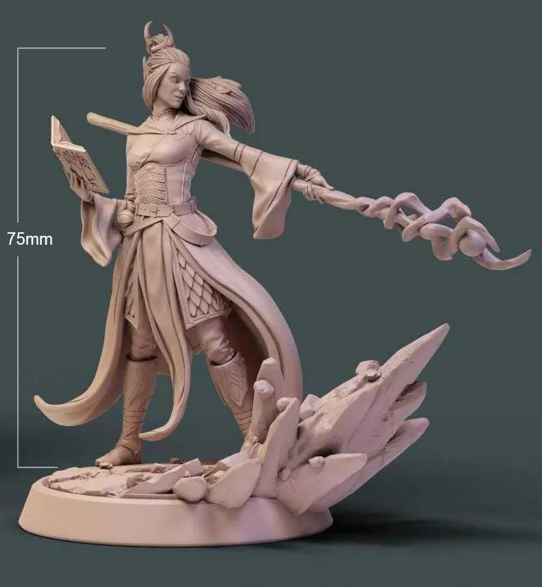 1/24 75mm  1/18 100mm Resin Model Female Witch warrior Figure Unpainted No Color RW-339