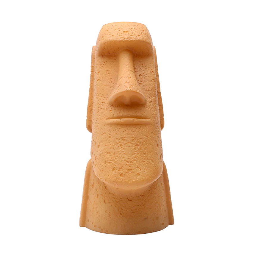 Resin Easter Island Moai Ornament Night Light, Battery Powered, Warm Yellow Light, Easter Island Statue Bedside Light Decoration