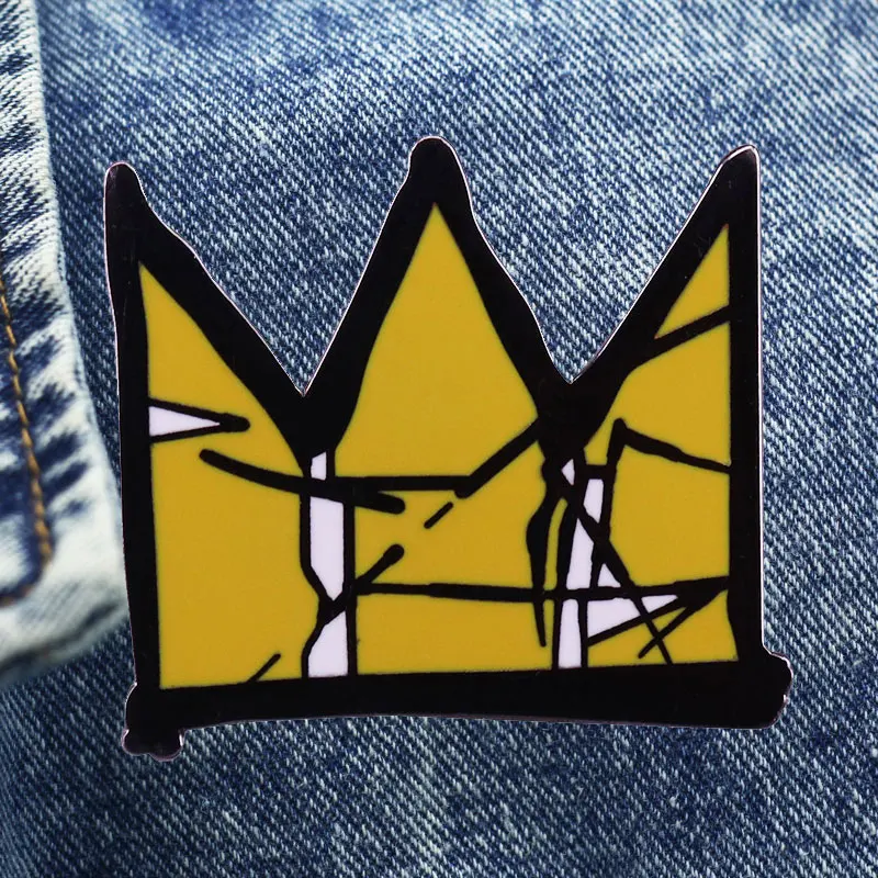 Pop Art Graffiti Crown Brooch Metal Enamel Lapel Badge Collect Denim Jacket Backpack Pin Decoration Given Friends And Fans Gifts