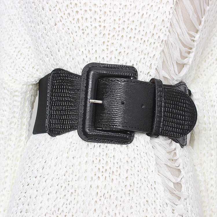 Women's runway fashion pu leather elastic Cummerbunds female Dress Corsets Waistband Belts decoration wide belt TB1201