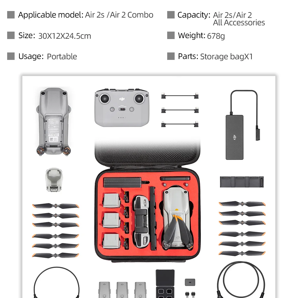 Carrying Case for DJI Air 2S Storage Bag Waterproof Explosion-proof Hard Box Travel Handbag for Mavic Air 2 Drone Accessories