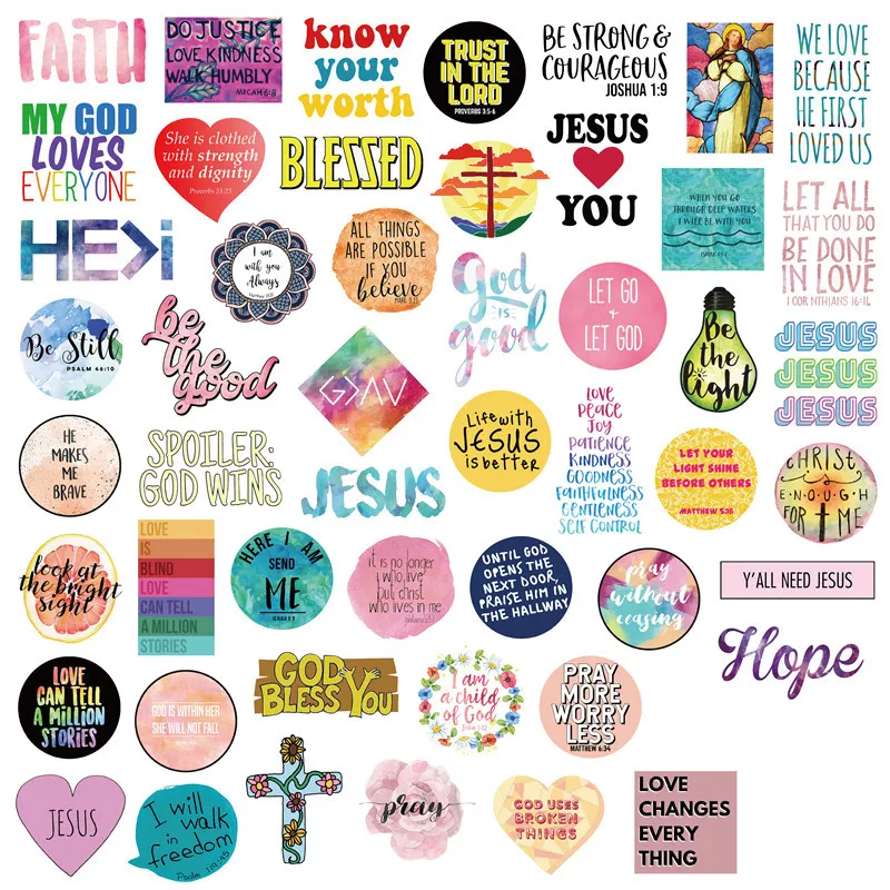 10/30/50pcs Jesus Christians Believe In Famous Sayings Word Stickers DIY Toys Motorcycle Phone Laptop Case Children Sticker F5