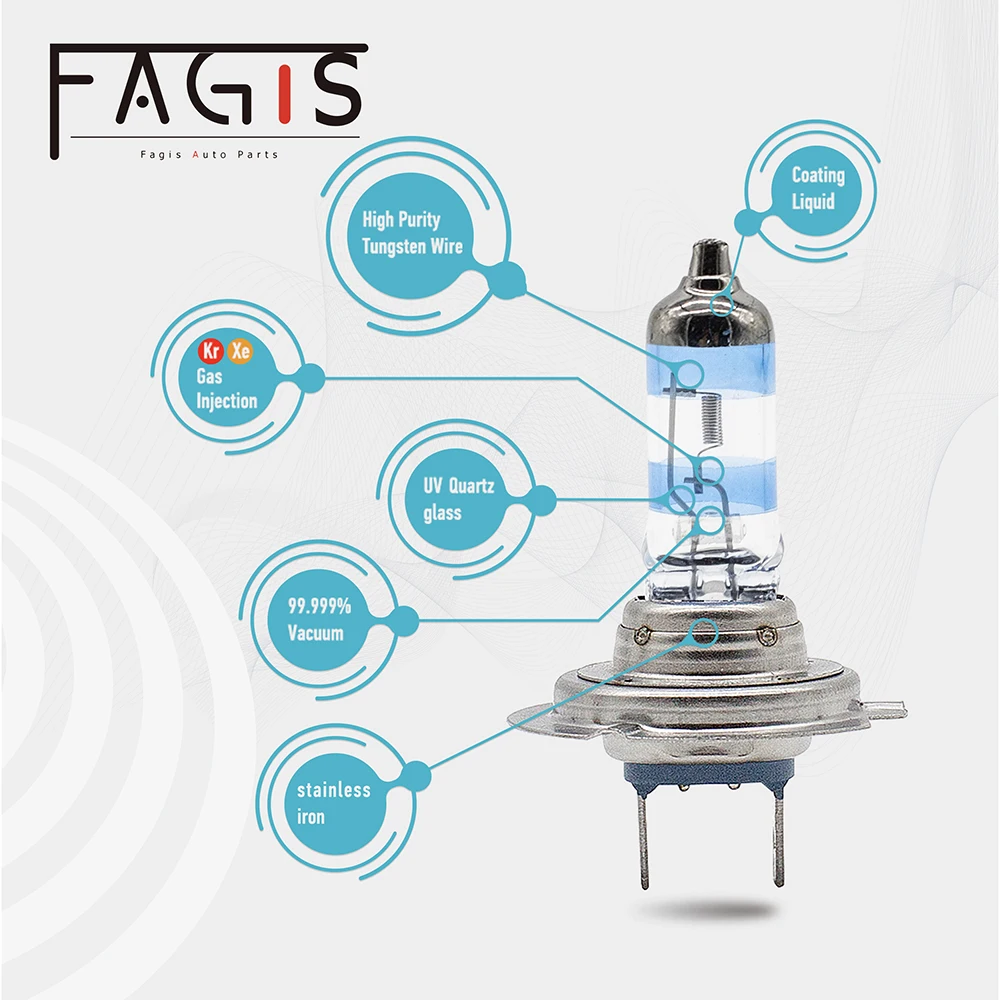 Fagis US marka Platinum Plus H7 H8 9006 Hb4 12v 55w Super jasne samochodowe lampy przeciwmgielne reflektory światła Auto żarówki halogenowe