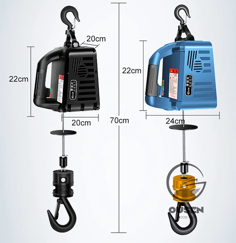 220V 500KG Mini Electric Hoist Household Small Electric Hoist Portable Crane  Remote Control Air Conditioning Tensioner