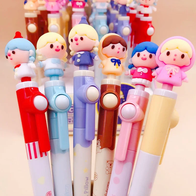 

2pcs Korean Stationery Gel Pen Creative Spin Silica Gel Cute Girl Cartoon Pen School Office Accessories