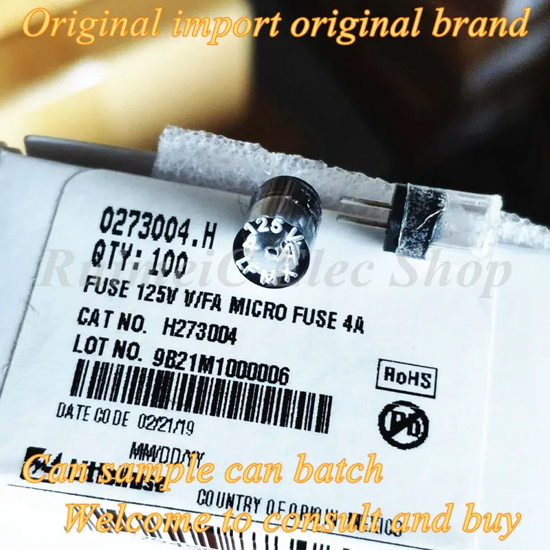 2PCS 0273004.V Free Shipping 4A 125V Original Brand New LFMX TR3 6.35MMX8.89MM One-Time Fusing DIP Plastic Fuse Cylindrical