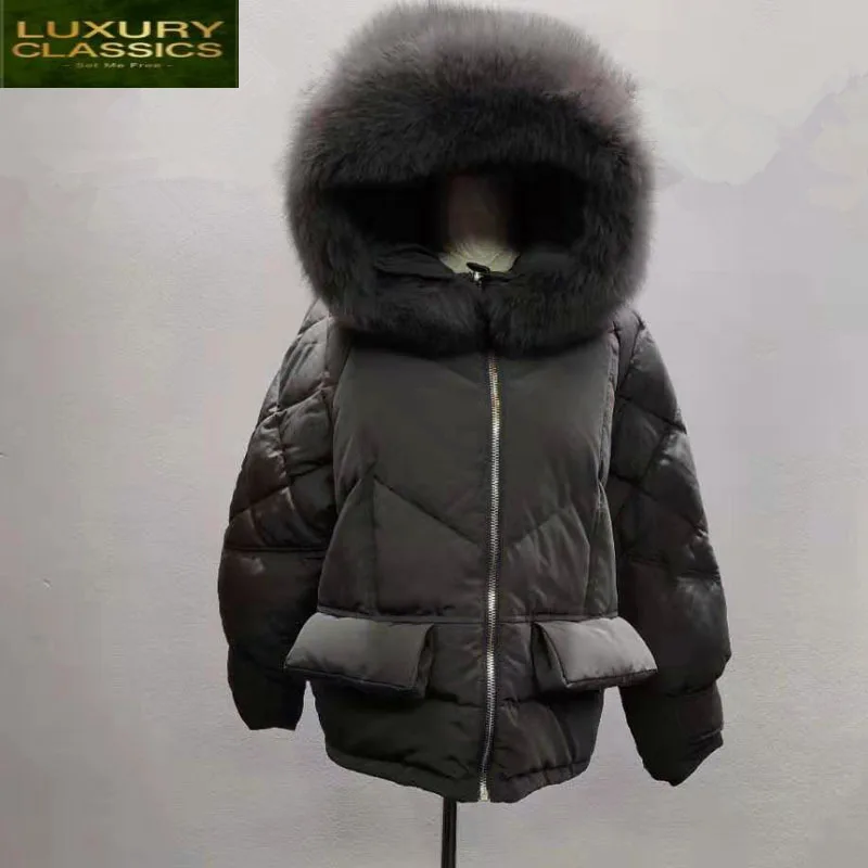 

Jacket Winter Duck Down Women Thick Warm Down Coat Female Large Fox Fur Hooded Warm Clothes Ladies Fashion Jackets LW2201