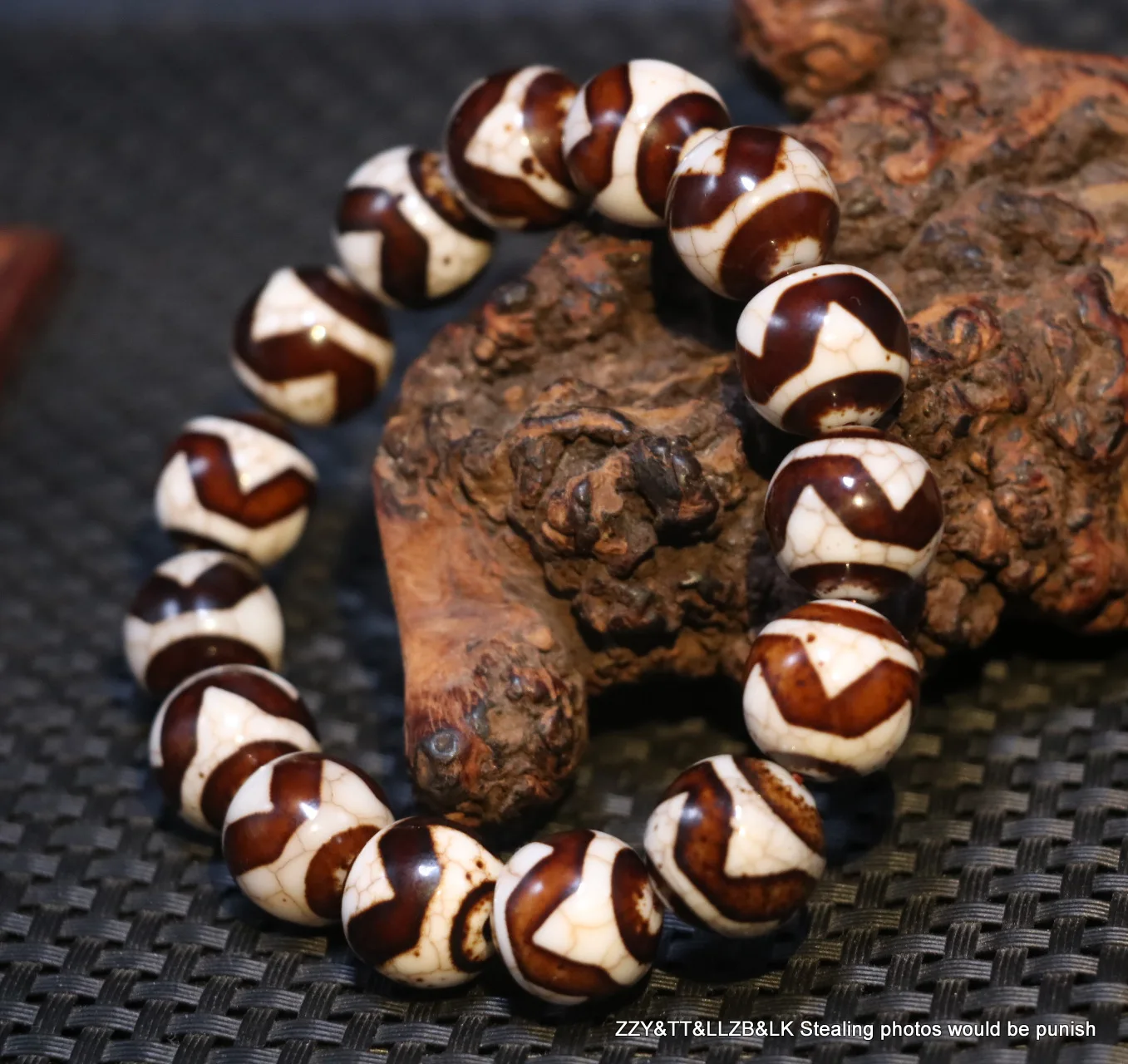 Energy Tibetan old Red Agate Tiger Tooth Water Wave Round dZi Bead Bracelet ZZY8 Talisman Treasure LKbrother Sauces