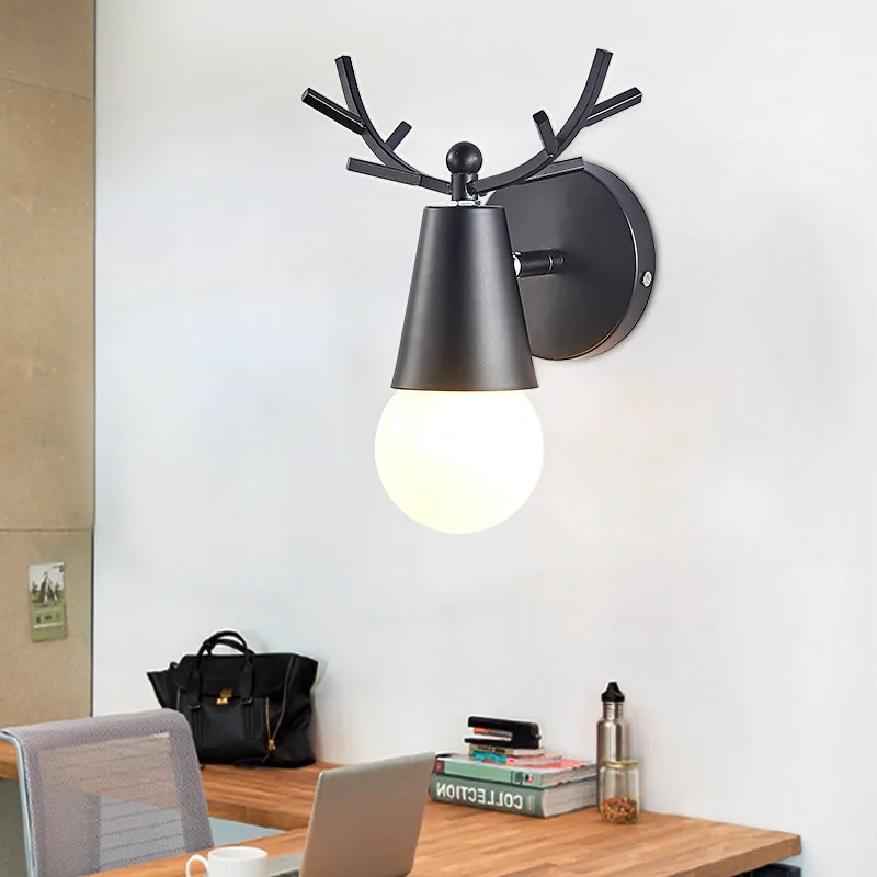 Imagem -05 - Nórdico Antler Lâmpada de Parede Moderna Veado Led Arandela Quarto Cabeceira Luzes Parede para Decoração Casa Espelho Luz Loft Industrial