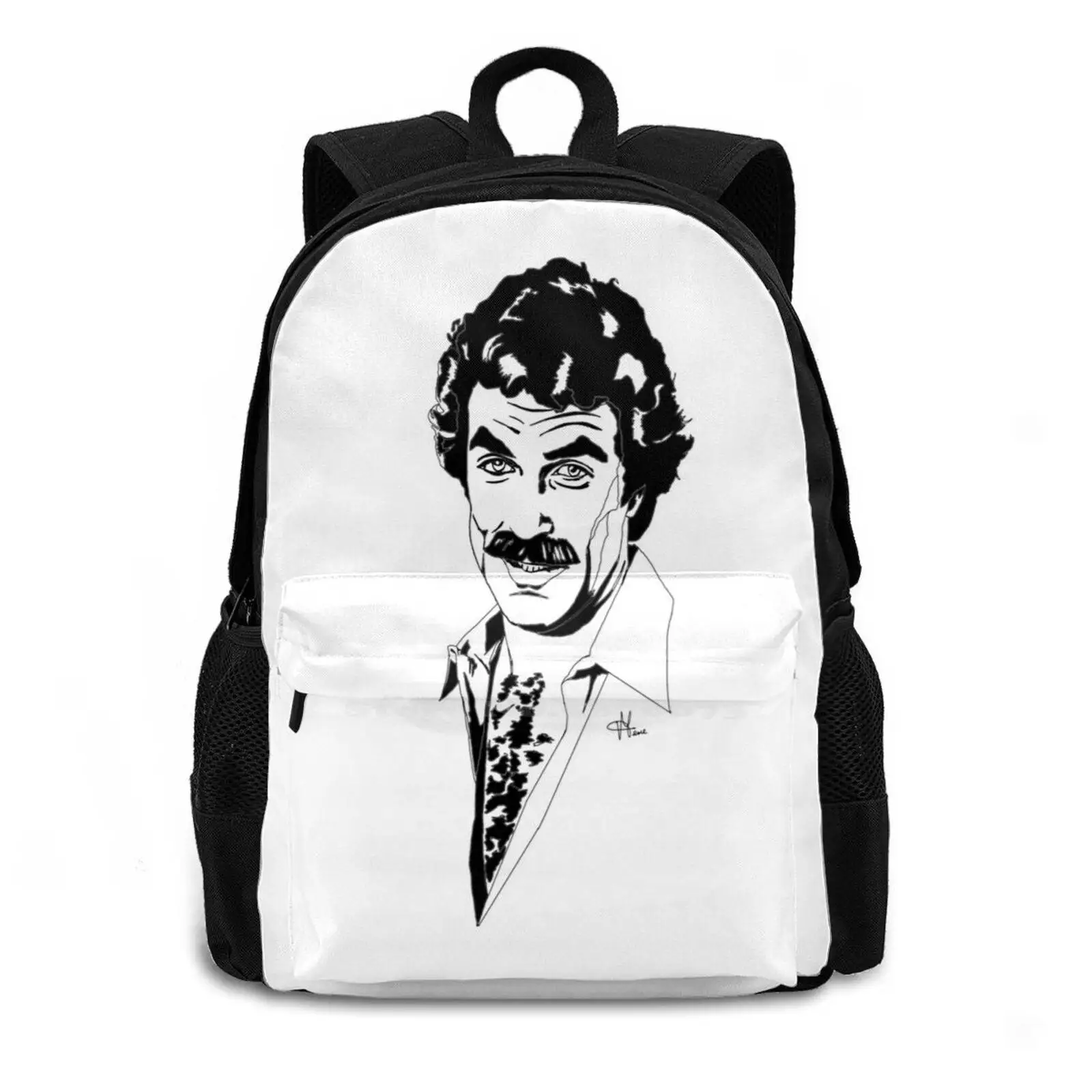 P.i.-Tom Selleck Travel Laptop Bagpack School Bags Cult Movie Cult Series 80s Pi Higgins Detective Tv Black And