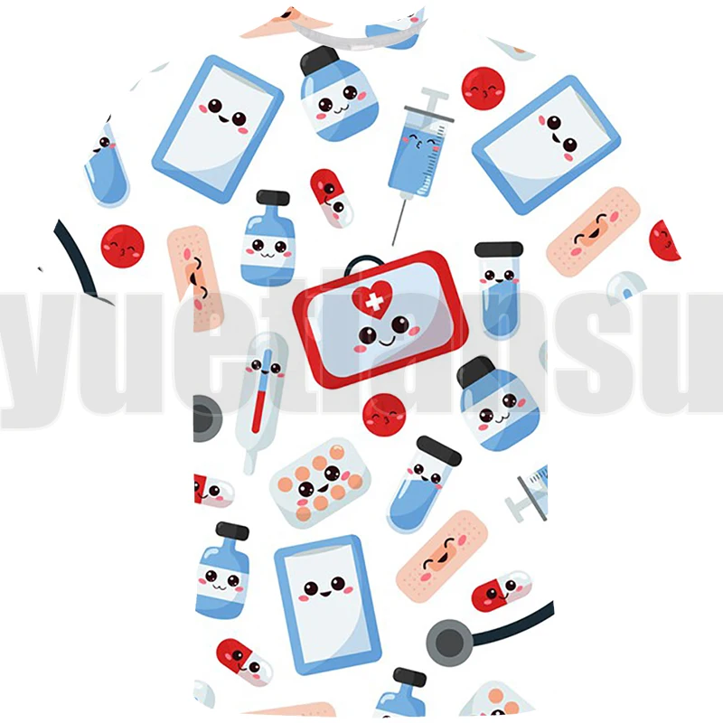 

Nurse ECG Pattern 3D Print T Shirt Men Women Casual Streetwear Short Sleeve Hip Hop T-shirt Nurse ECG Printing oversized Tee Top