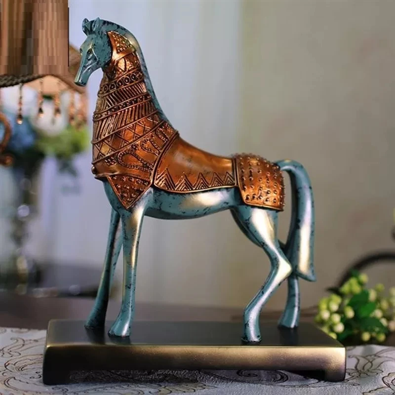 [HHT] Creative European Horse Sculpture Furnishing Retro Armor Horses Statue Resin Art&Craft Home Decoration for Living Room