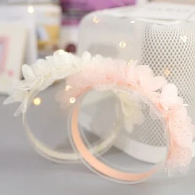 Baby headband butterfly hair band Chiffon flower lace elastic  newborn headbands children girls hair accessories 2 colors