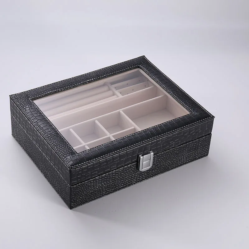 2025 Double-Layer PU Leather Jewelry Box Ladies Ring Bracelet necklace Jewelry Storage Box Creative Travel Carrying Case