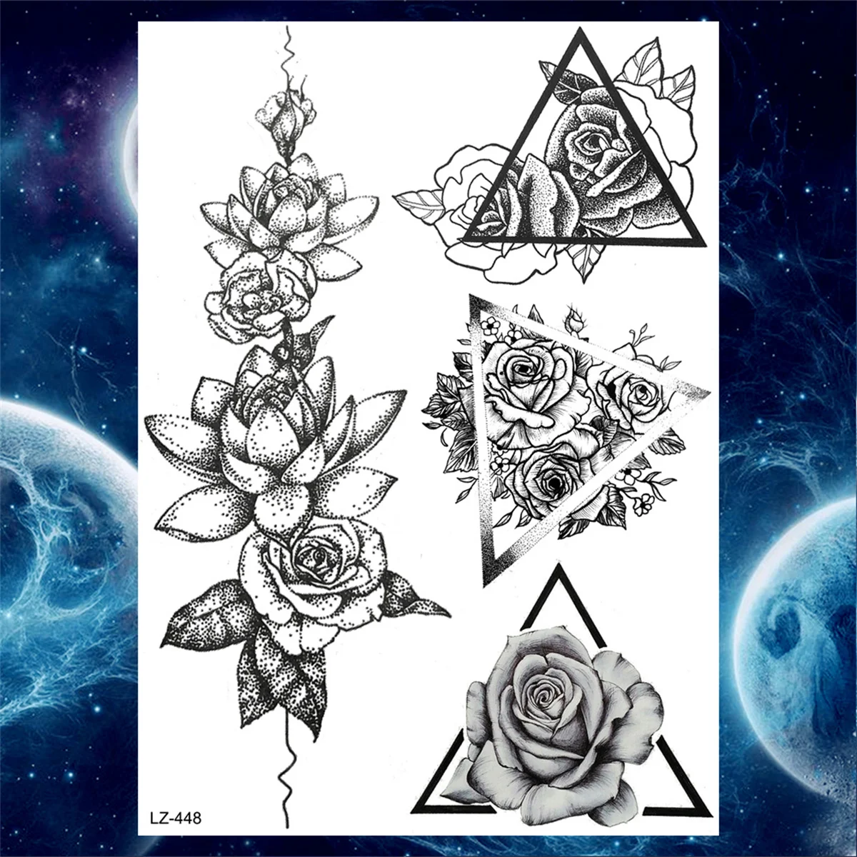 Anhänger Blume Temporäre Tattoos Für Frauen Erwachsene Gefälschte Schmuck Tattoo Aufkleber Pfingstrose Schwarz Henna Mond Große Oberschenkel Tatoo Wasserdicht