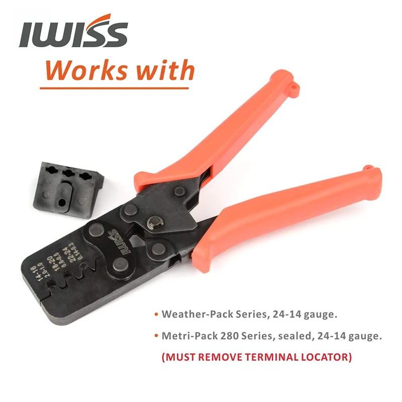 Conectores IWISS-Delphi Weather Pack, terminais de crimpagem, selo em um ciclo com localizador, Metal-Pack, IWS-1424BN, AWG24-14