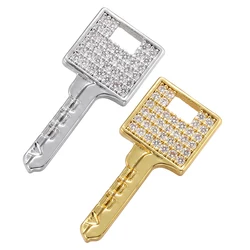 ZHUKOU key pendant cubic zirconia creative key charms for women handmade necklace earrings accessories supplies wholesale VD974