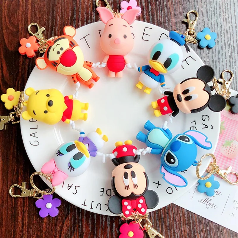 

Disney Stitch Minnie Mickey mouse Keychain Doll pendant Accessories Keychain Bag Pendant Car key pendant Small Gift