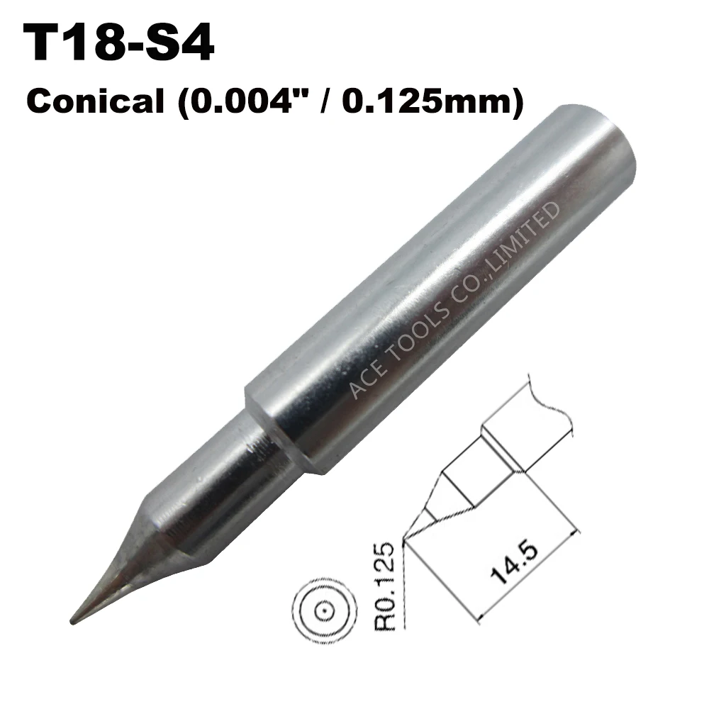 T18-S4 ponta de solda cônica 0.125mm 0.004 "caber hakko FX-888 FX-888D FX-8801 FX-600 sem chumbo ferro bit lidar com bico lápis