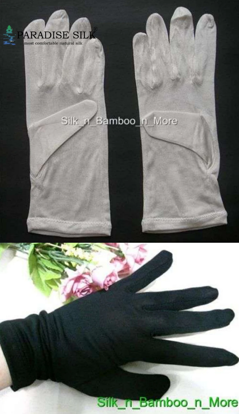 

Silk Gloves 2 Pair 100% Pure Silk Liner Gloves Thermal Ski Inner Gloves One Size