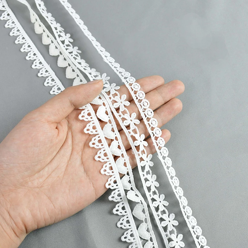 10 Yards White Lace Roll Embroidered Milk Silk Lace Trim Fabric Ribbon Handmade DIY Clothing Accessories Sewing Fabric Trimmings